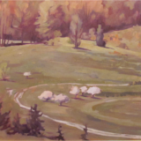 Oil on canvas 24in x 48in Orchard in Spring